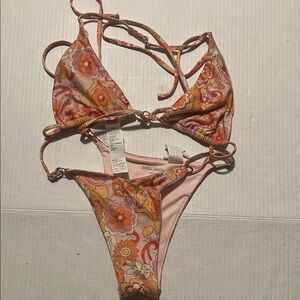 Social Tourist  Floral Bikini with Adjustable Straps Size XS